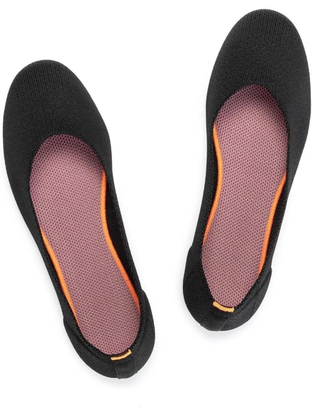 Women's Black 2 Ballet Flat Low Wedge Comfort Soft Round Toe Slip Shoes
